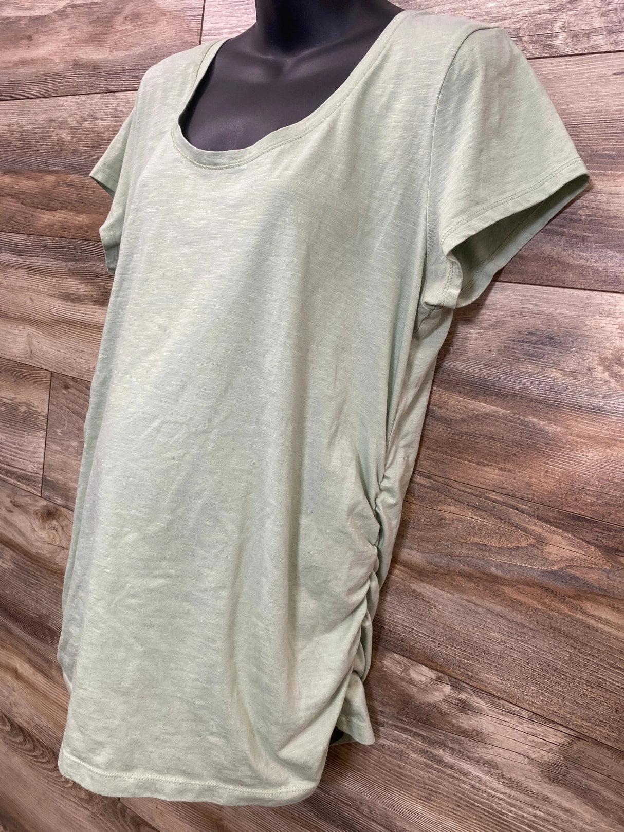 a:glow Maternity Ruched Shirt Green sz XXL