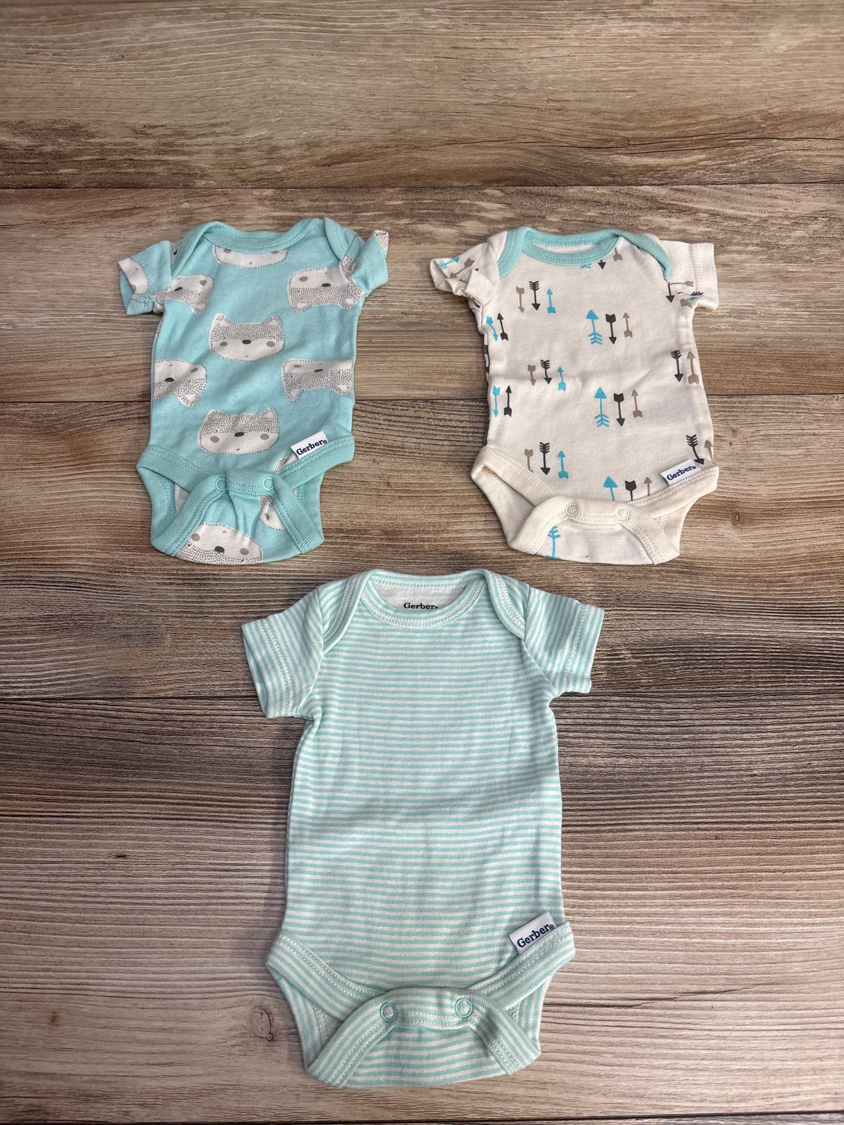 Gerber 3pk Bodysuits Turquoise sz Preemie