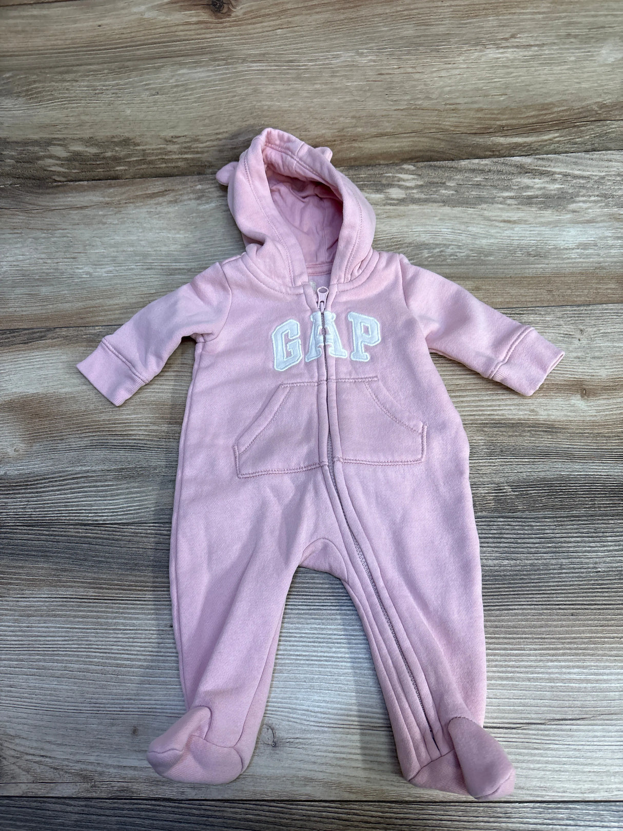 Baby Gap Hooded Logo Coverall in Pure Pink sz up to 7lbs.