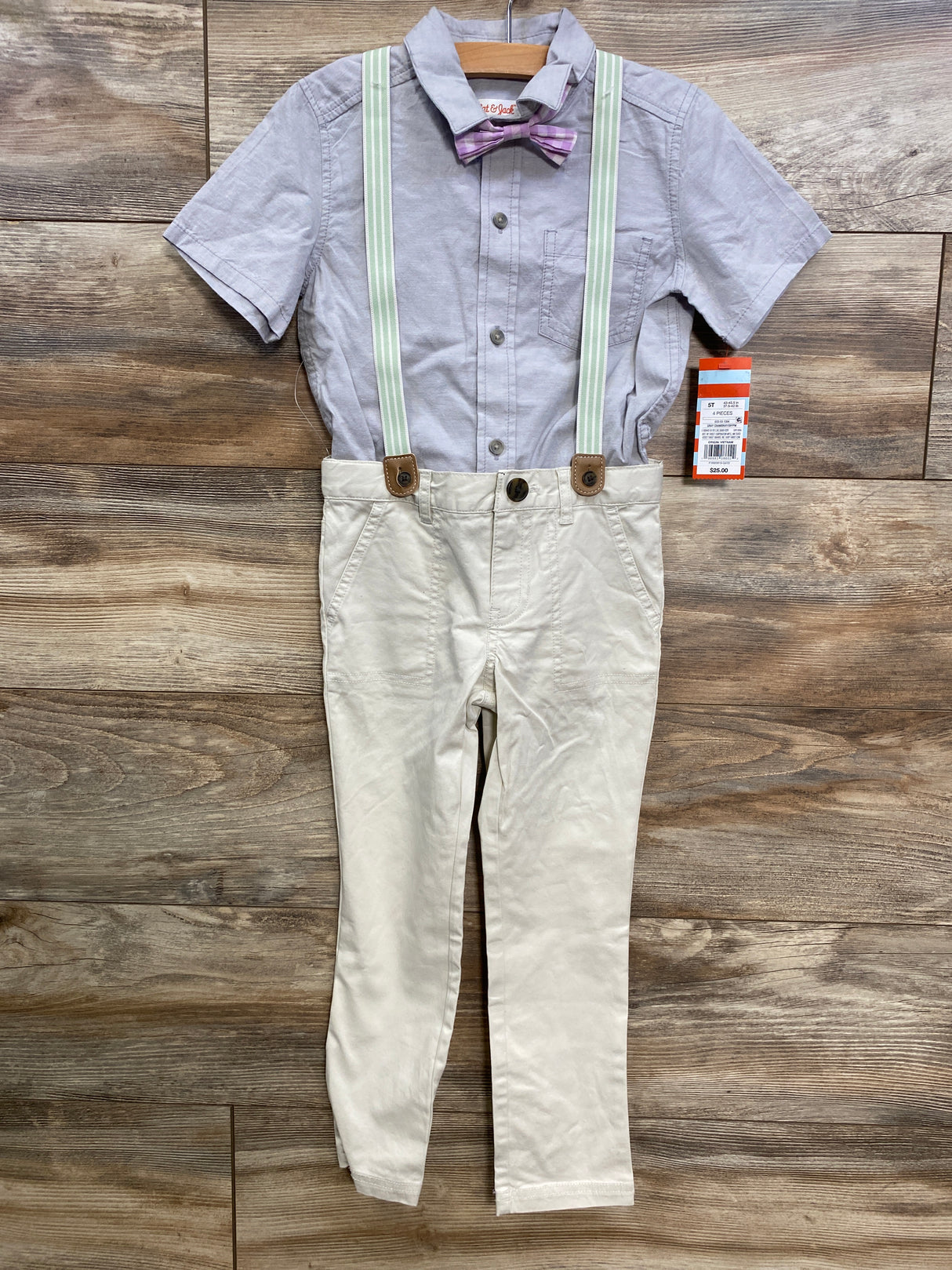 NEW Cat & Jack 4pc Suspender Set Grey sz 5T