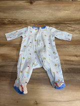 Little Me Striped Baseball Print Sleeper Light Blue sz 3m