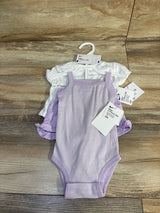 NEW Nike 3pc Short Sleeve Shirt, Tank Bodysuit, & Shorts Set White/Purple sz 6m