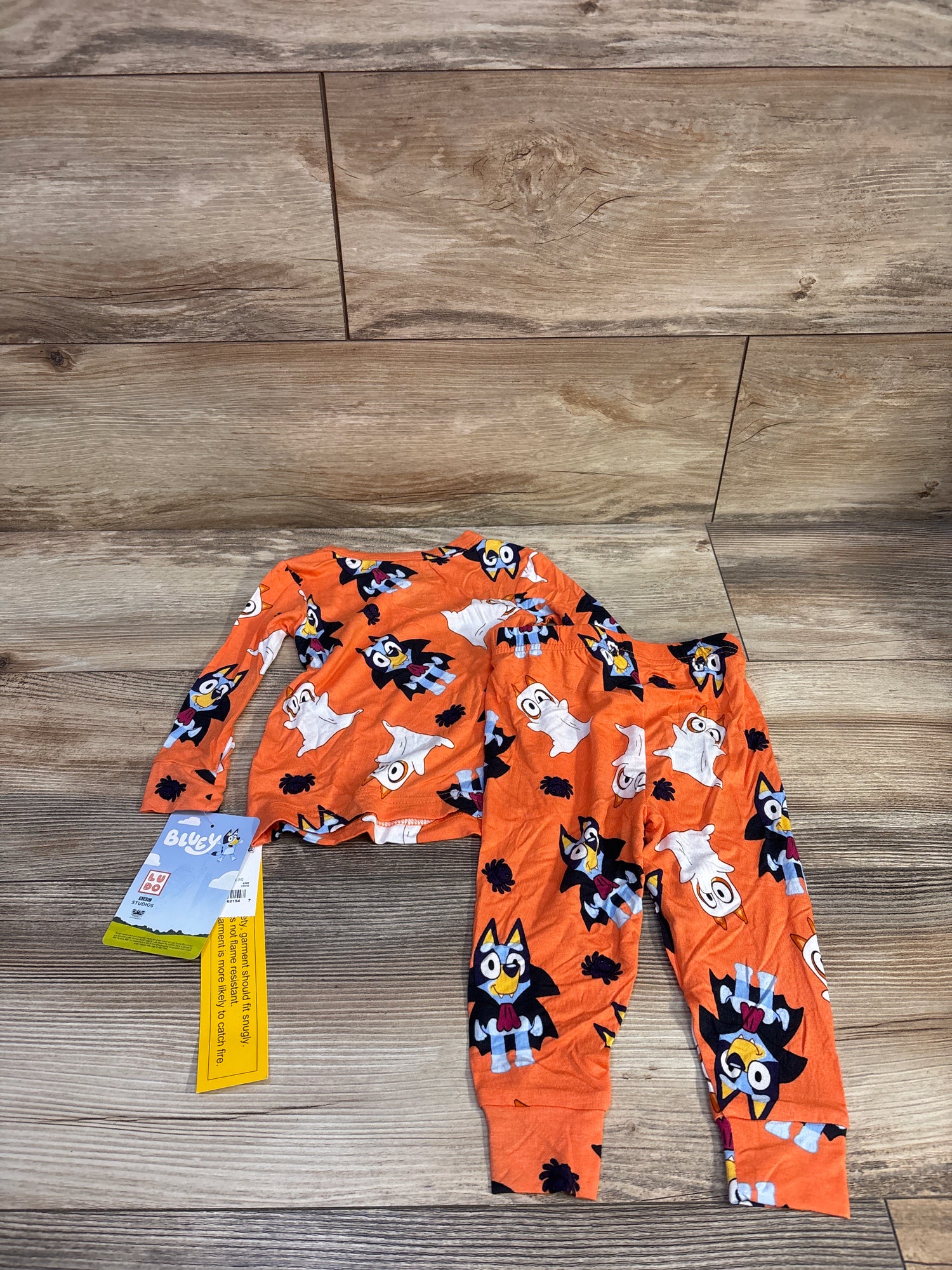 NEW Bluey Long Sleeve Halloween Viscose 2Pc Pajama Set Orange sz 18m