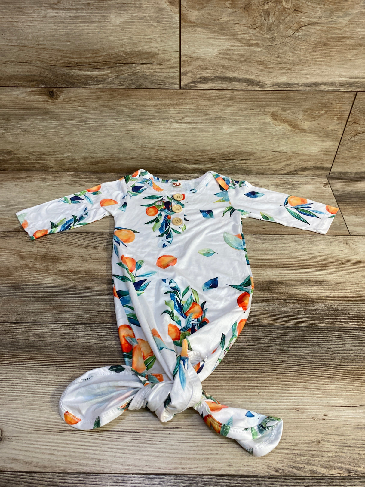 Fruit Print Henley Knot Gown White sz 6-12m