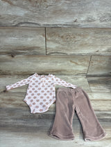 Daisy Fuentes 2pc Ribbed Floral Bodysuit & Bottoms Set Pink sz 0-3m