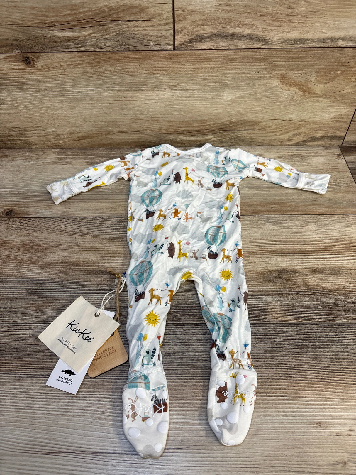 NEW Kickee Pants Footie in Natural Animal Parade White sz 0-3m