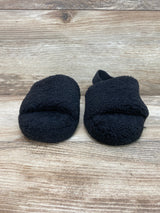 Cat & Jack Avi Single Strap Fur Slippers Black sz 9c/10c