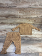 NEW Ralph Lauren 2pc Cable Knit Cardigan Sweater & Pants Set Tan sz 9m