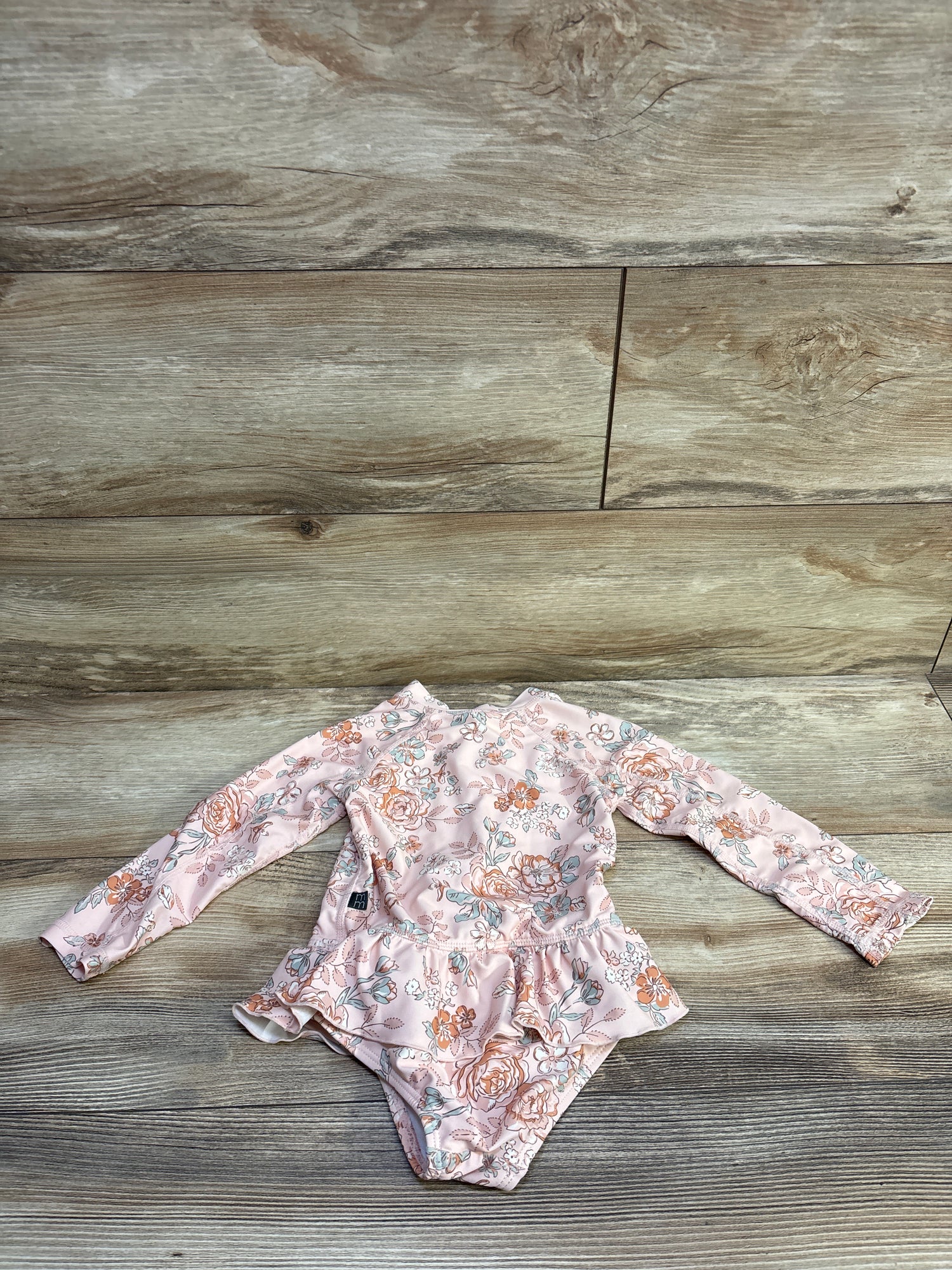 Modern Moments 1pc Floral Long Sleeve Rash Guard Swimsuit Pink sz 2T