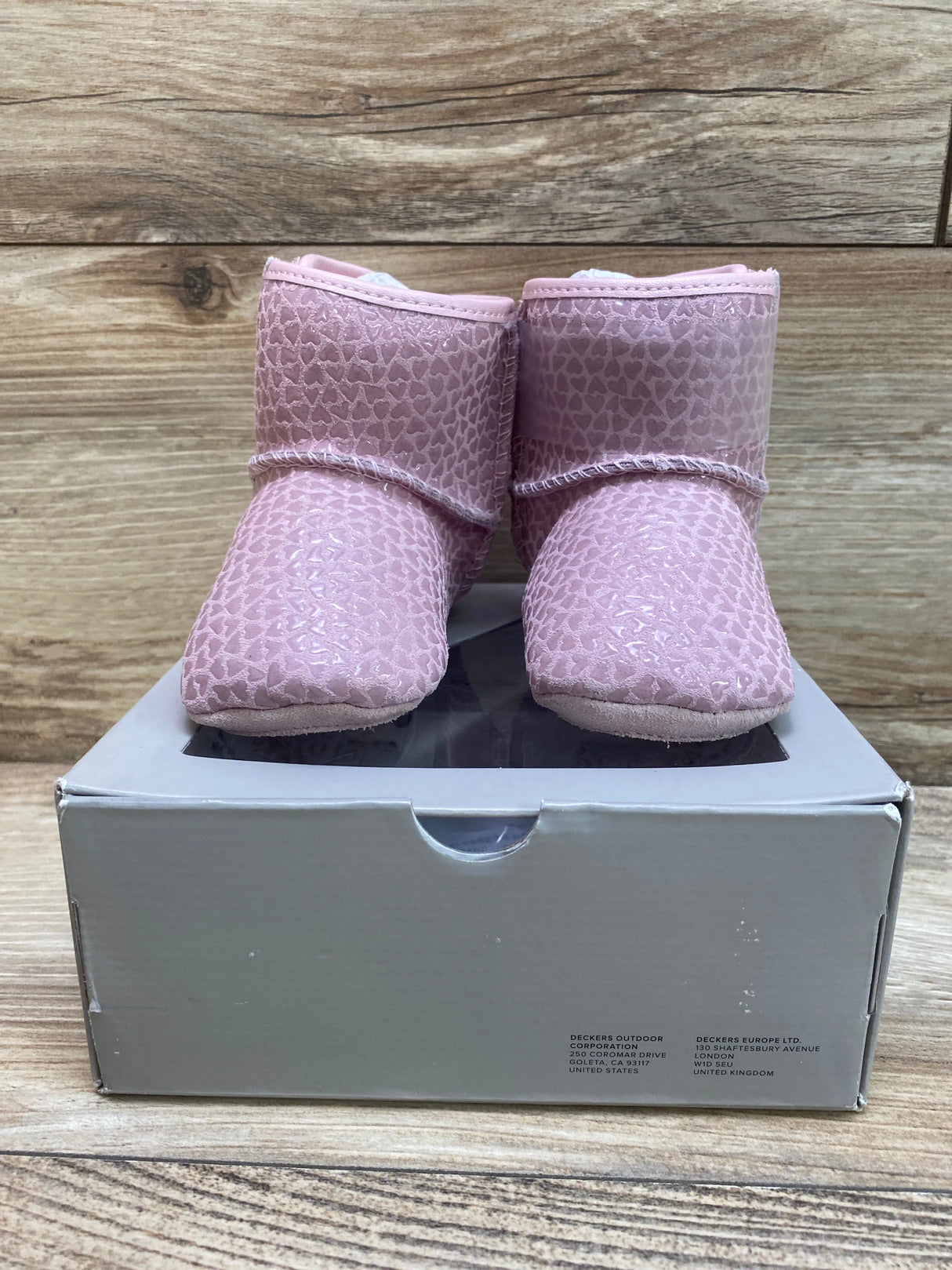 NEW UGG Baby Jesse Bow II Gel Hearts Pink Sz 2c/3c