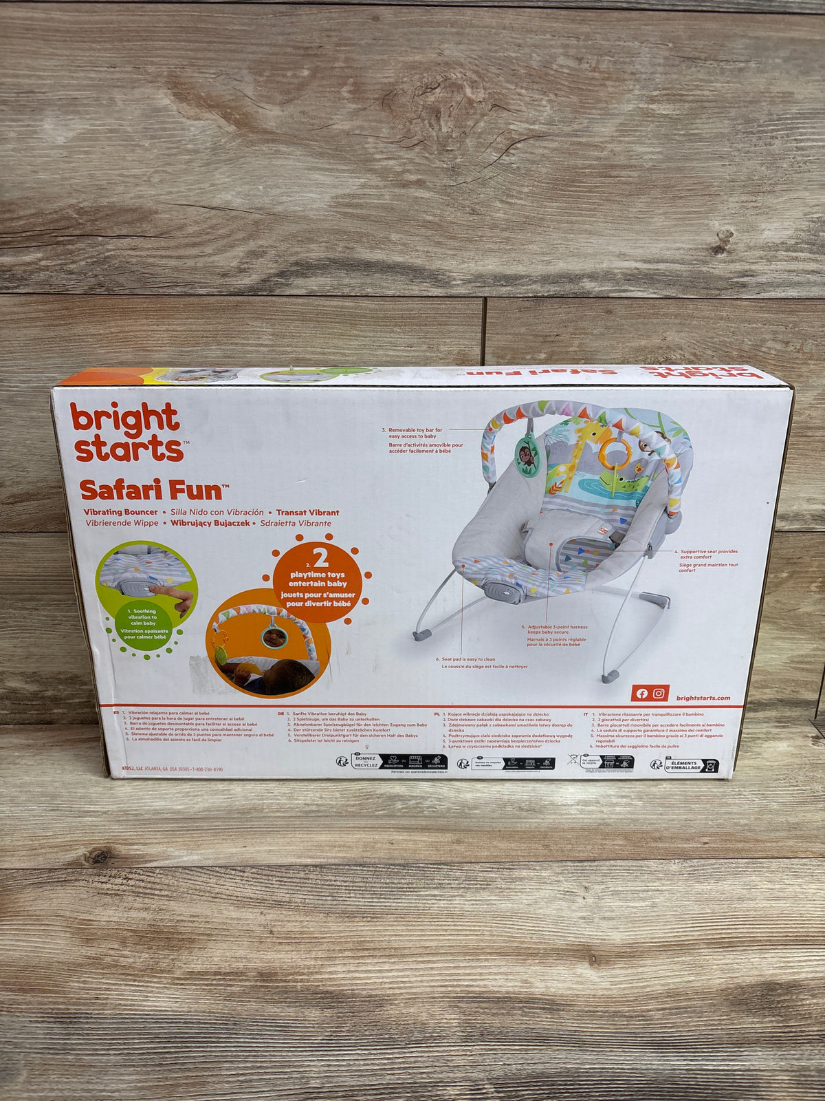 NEW Bright Starts Safari Fun Vibrating Baby Bouncer