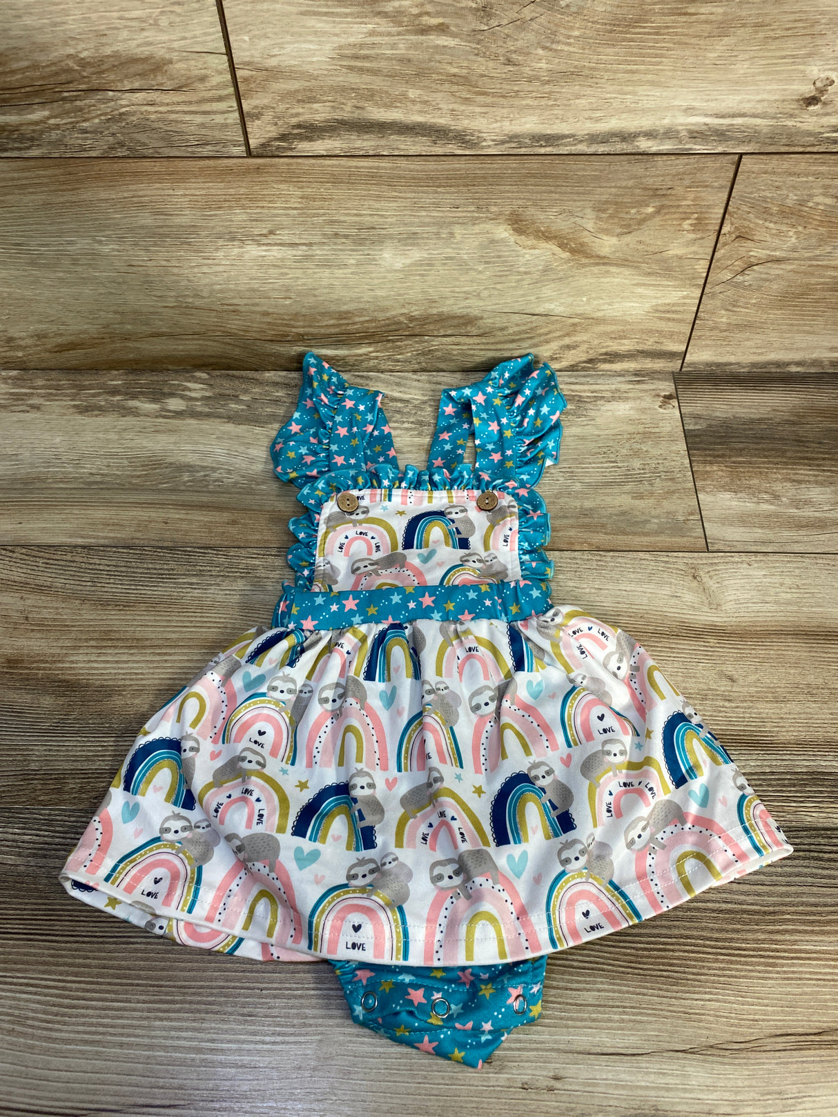 Pete + Lucy Sloth Bodysuit Dress Blue sz 18-24m