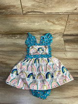 Pete + Lucy Sloth Bodysuit Dress Blue sz 18-24m