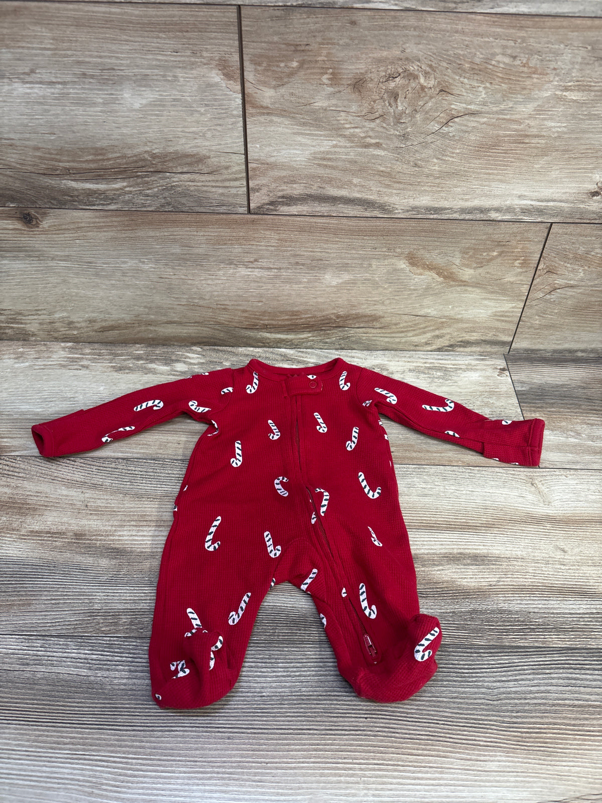 Just One You Waffle Knit Candy Cane Sleeper Red sz Newborn