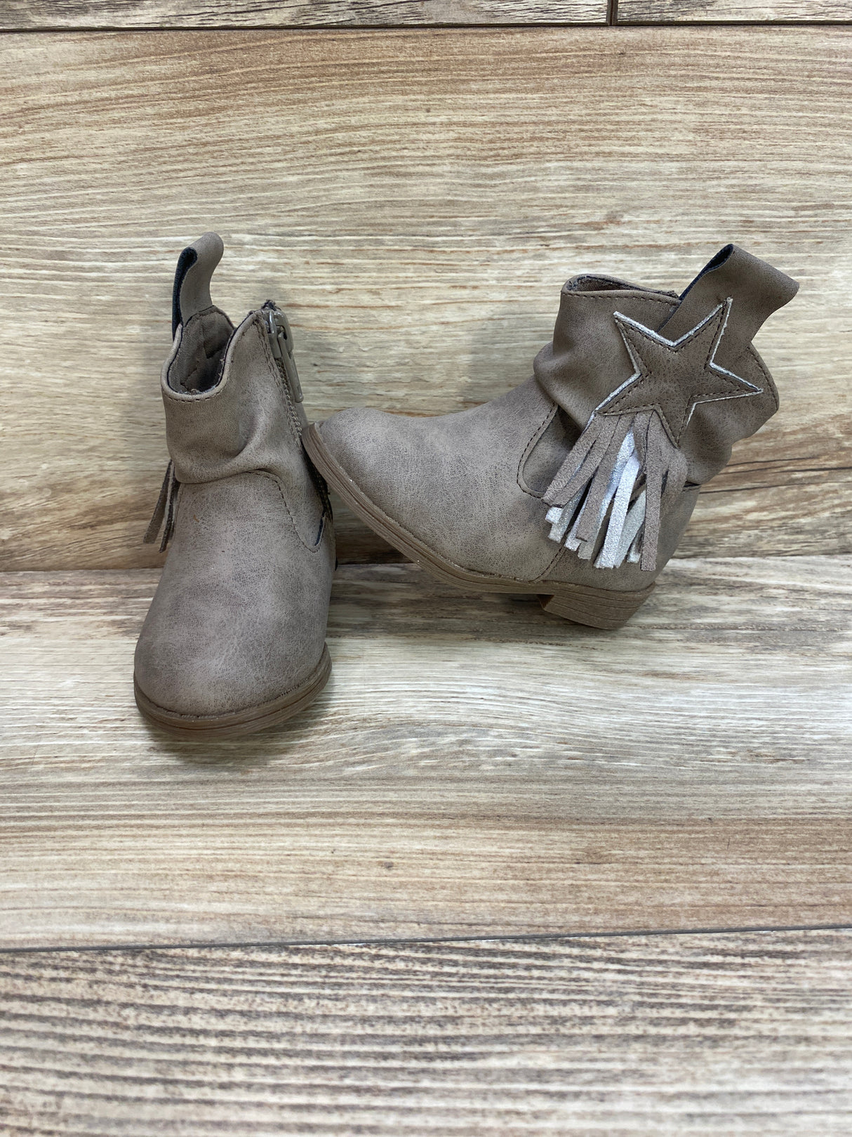 Wonder Nation Cowboy Boots With Fringe Taupe Sz 3c