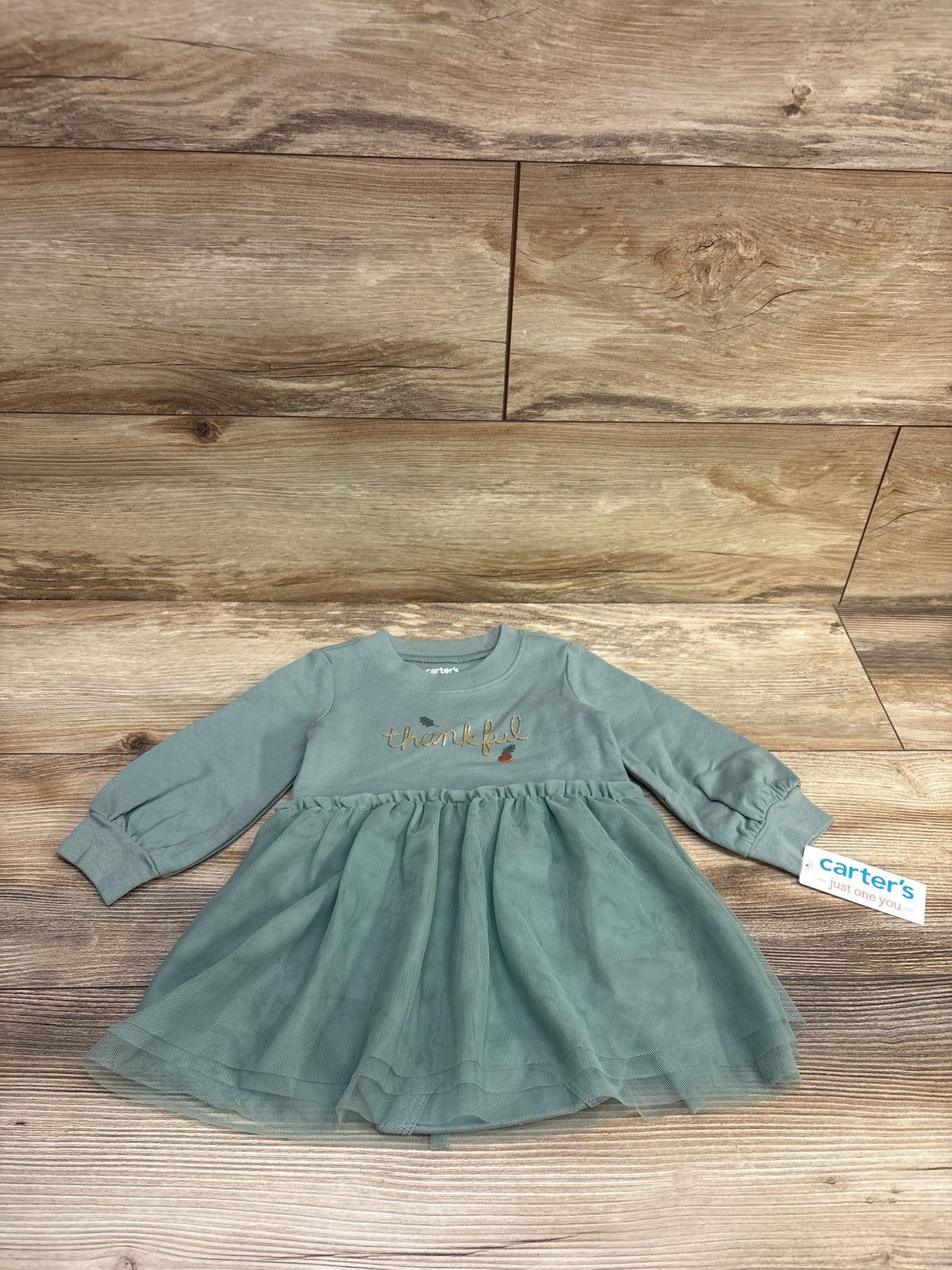 NEW Just One You Thankful Tulle Bodysuit Dress Green sz 12m