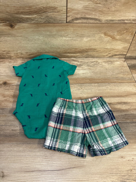 Carter's 2pc Dino Polo Bodysuit & Shorts Green sz 6m - Me n Mommy To Be