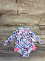 NEW Disney Baby 1pc Minnie Mouse Long Sleeve Rash Guard Swimsuit Pink sz 9m