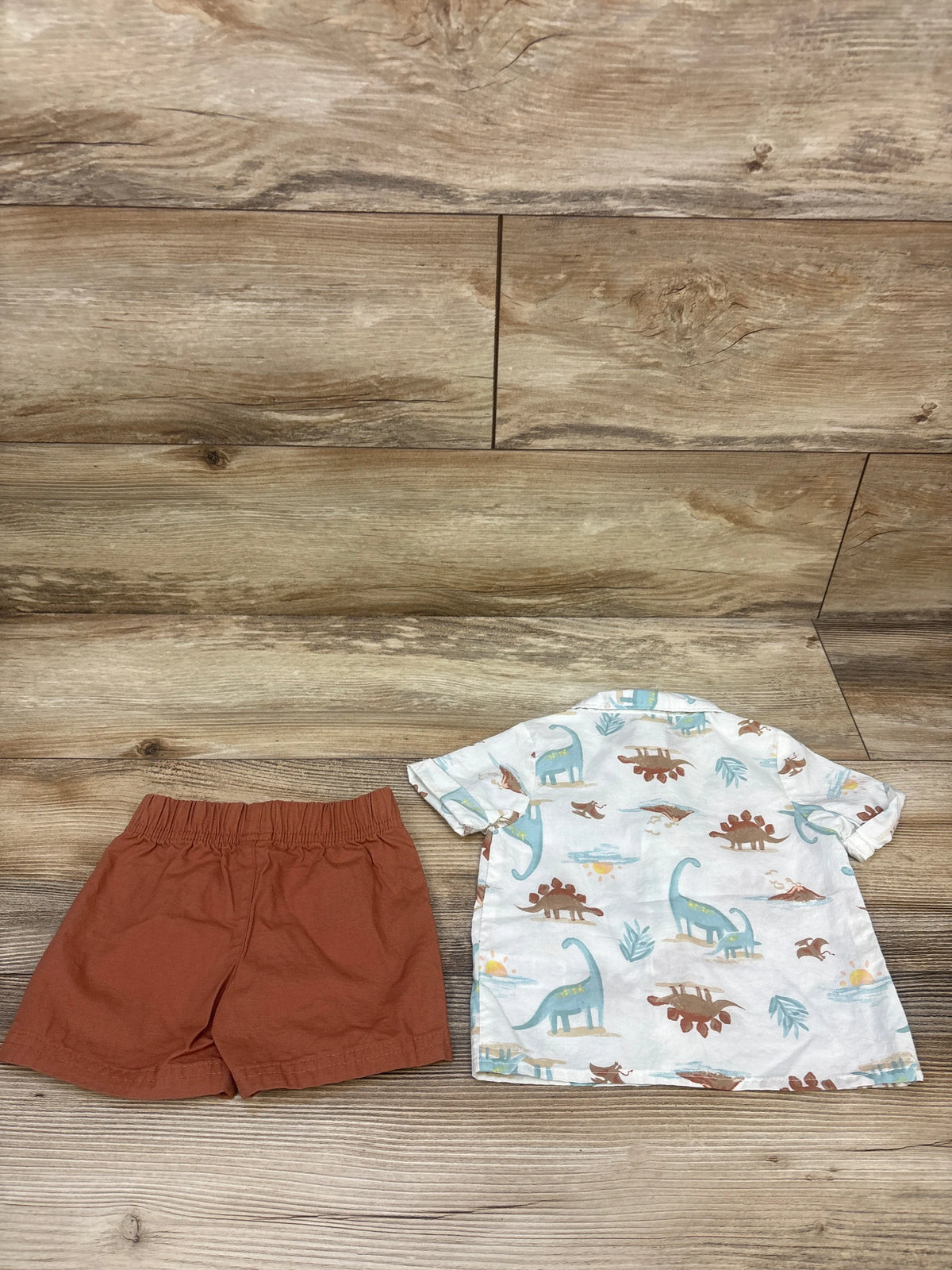 Just One You 2pc Button Up Shirt & Shorts Set White sz 9m
