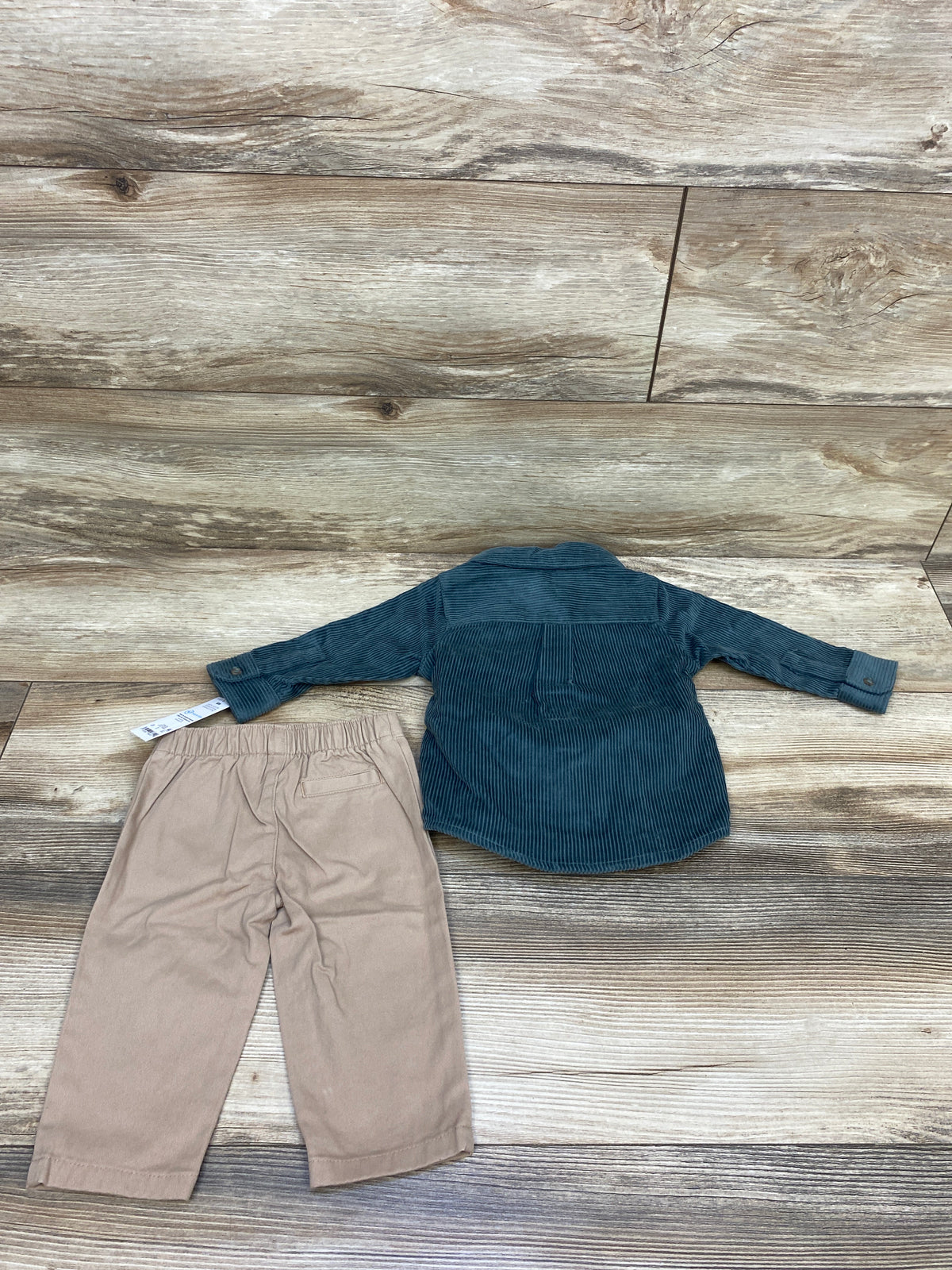 N EW Just One You 2pc Button-Up Corduroy Shirt & Pants Set Green sz 6m