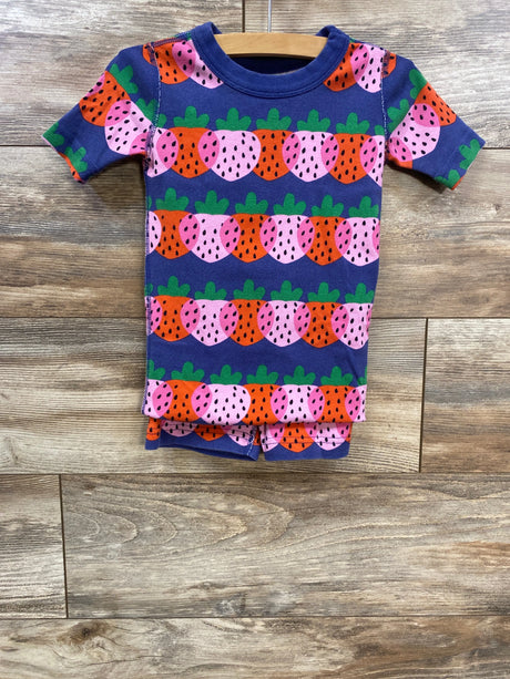 Hanna Andersson 2pc Organic Strawberry Print Short John Pajama Set sz 4T - Me n Mommy To Be
