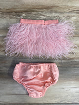 Darling of August 2pc Ostrich Feather Skirt & Bloomers Pink sz 3T