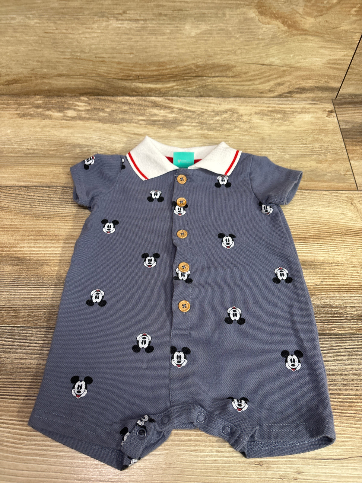 Disney Baby Mickey Mouse Polo Shortie Romper Blue sz 3-6m