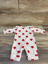 Shein Heart Print Ribbed Coverall Cream sz Newborn