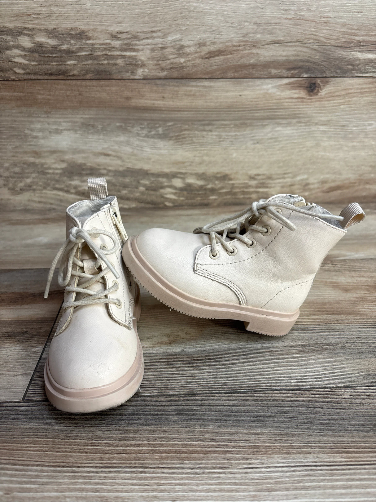 H&M Lace Up Boots Beige sz 6c
