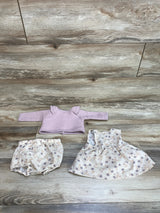 Nicole Miller 3pc Floral Dress & Cardigan Set Beige/Pink sz 3-6m