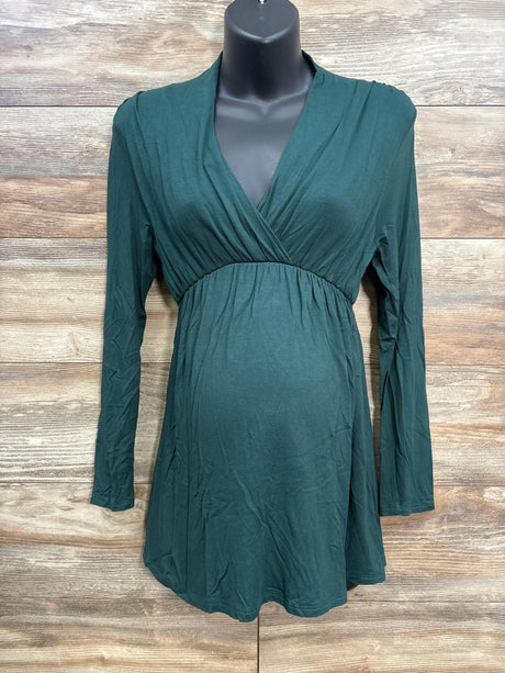 Pink Blush Maternity Long Sleeve Nursing Top Hunter Green sz Small - Me n Mommy To Be