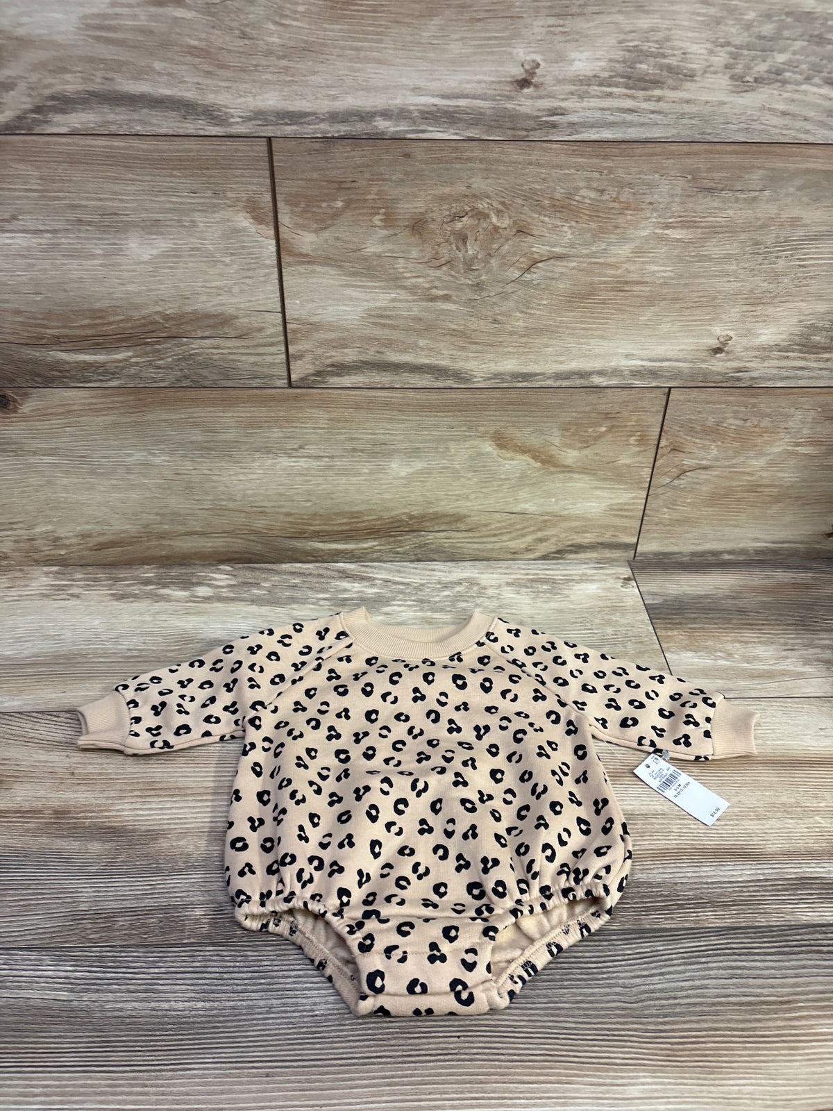 NEW Old Navy Leopard Sweatshirt Bubble Romper Tan sz 0-3m