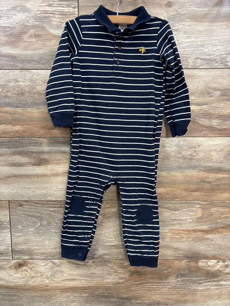 Carter's Striped Polo Coverall Navy sz 24m - Me n Mommy To Be