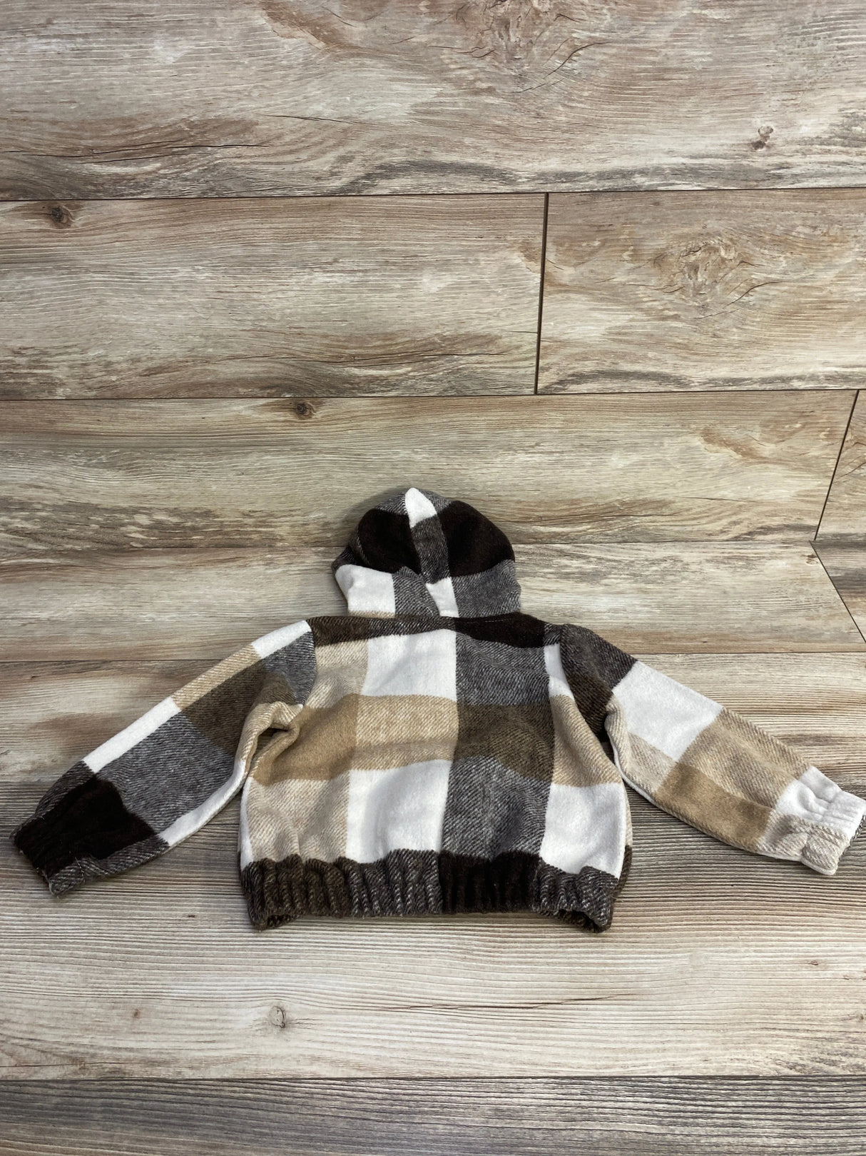 Shein Plaid Hooded Jacket Brown sz 2T