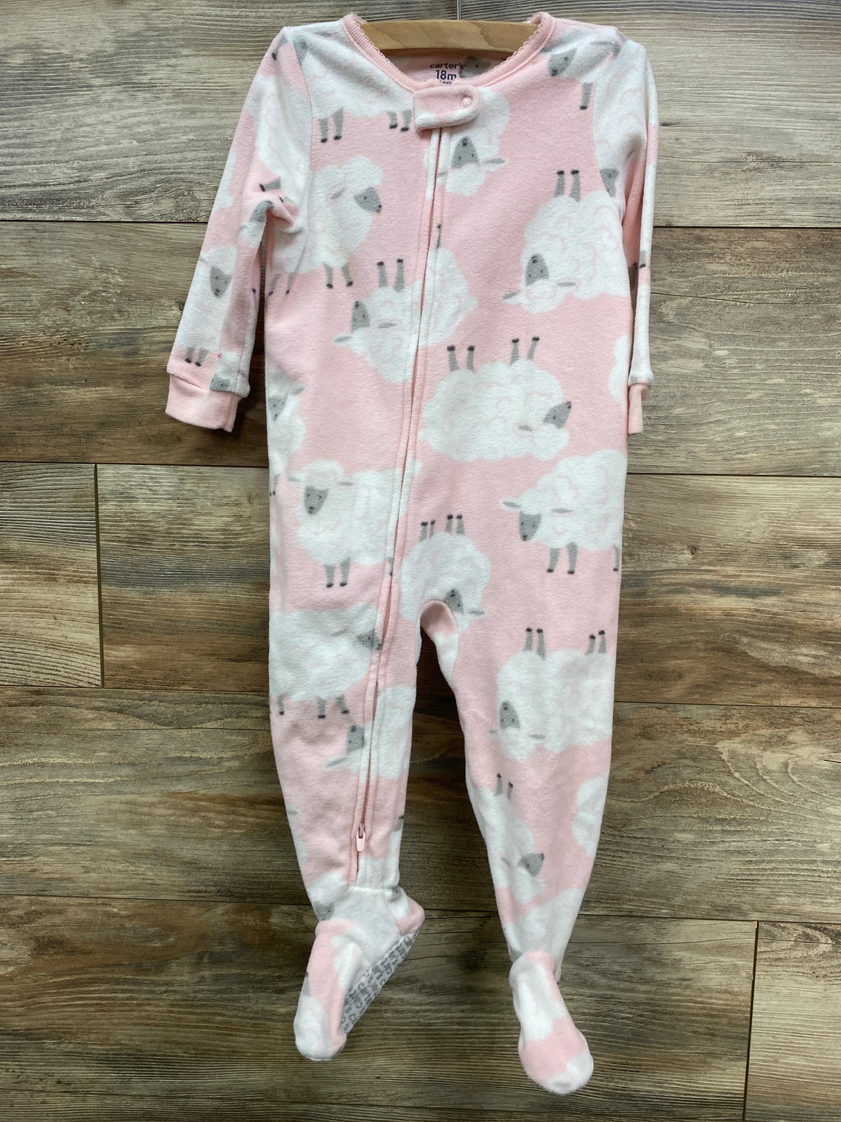 Carter's Sheep Print Blanket Sleeper Pink sz 18m