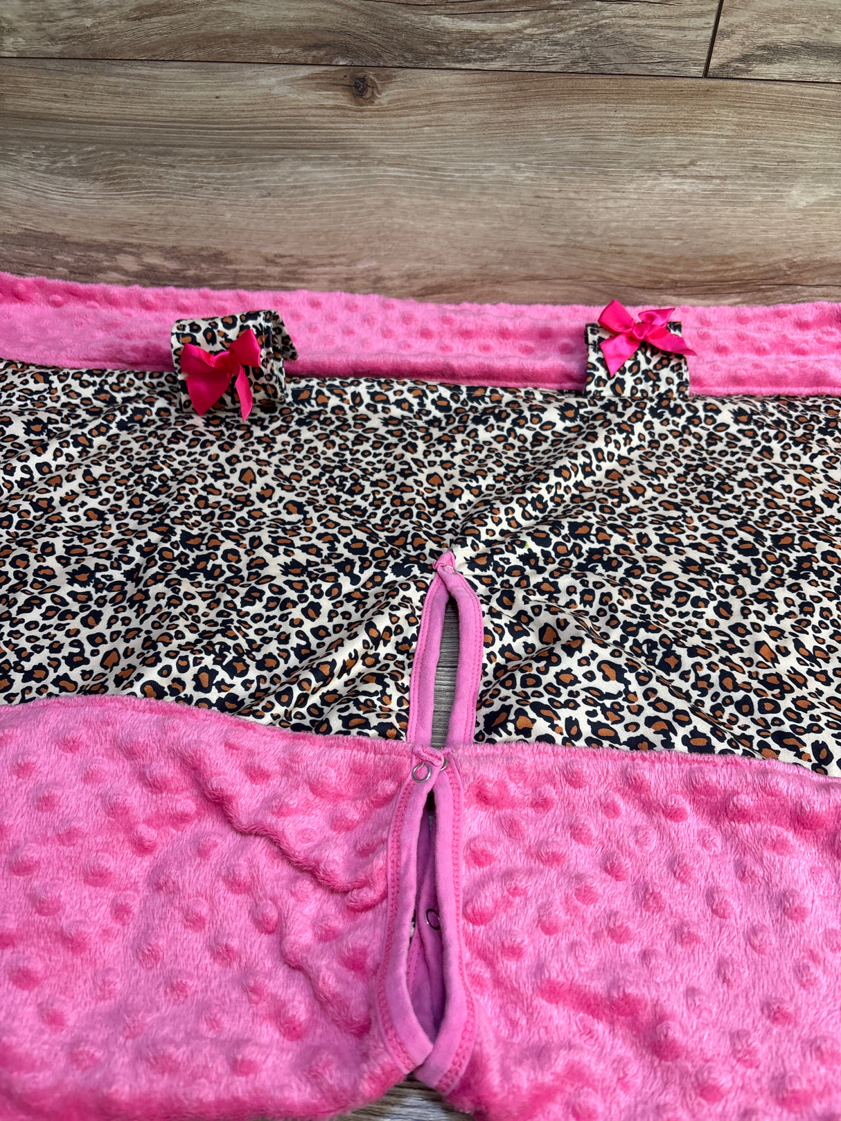 Leopard Print/Minky Dot Car Seat Cover