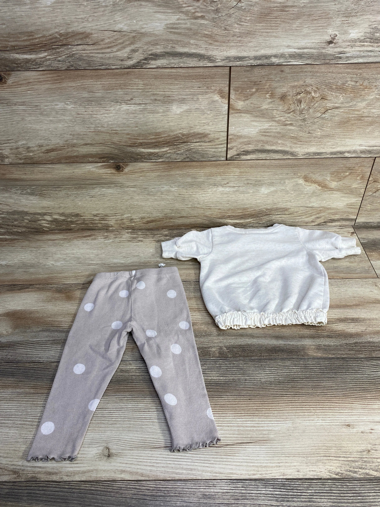 Jessica Simpson 2pc  Sweatshirt & Polka Dot Pants Set Taupe sz 12m