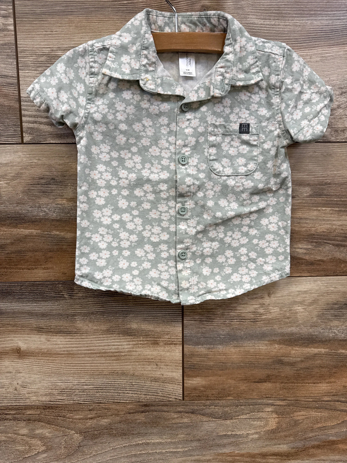 Modern Moments Floral Button Shirt Green sz 18m - Me n Mommy To Be