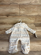 NEW Le Top Bebe Hooded Fleece Coverall White sz 0-3m