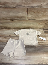 NEW Calvin Klein 2pc Shirt & Shorts Set Beige sz 12m