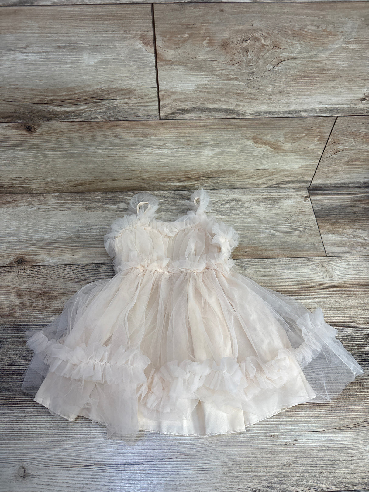 Shein Tulle Ruffle Dress Cream sz 12-18m