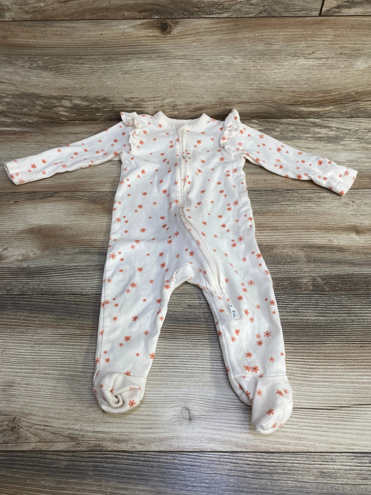 Old Navy 2-Way-Zip Sleep & Play Ruffle-Trim Footie Ivory sz 6-9m