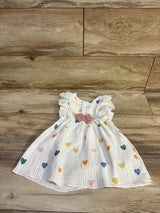 Shein Heart Print Gauze Dress White sz 18-24m