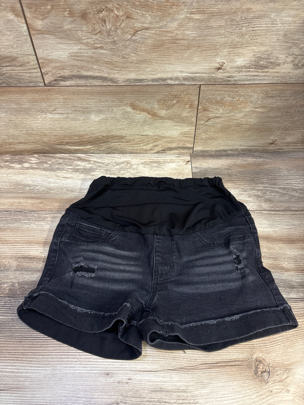 Shein Maternity Full Panel Denim Shorts Black sz Small