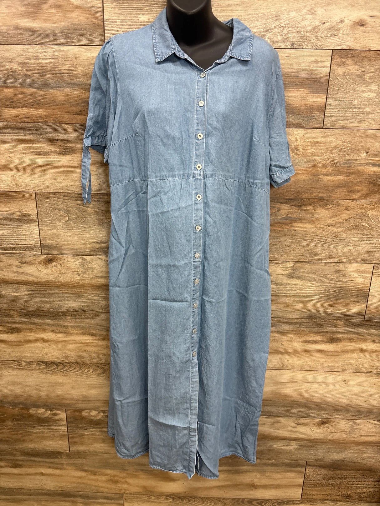 Time & Tru Chambray Button Up Maternity Dress Light Blue sz XL