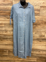 Time & Tru Chambray Button Up Maternity Dress Light Blue sz XL
