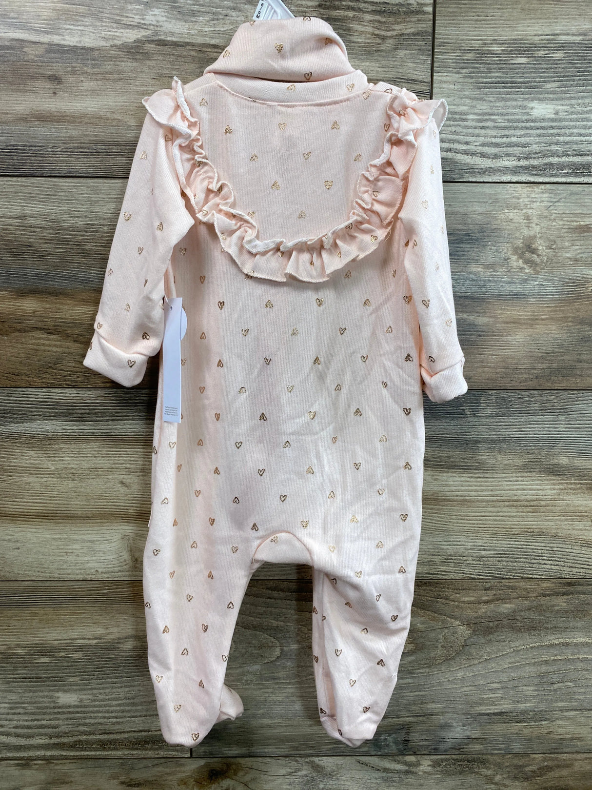 NEW Tahari Baby 2pc Heart Print Footie & Headband Pink sz 6-9m