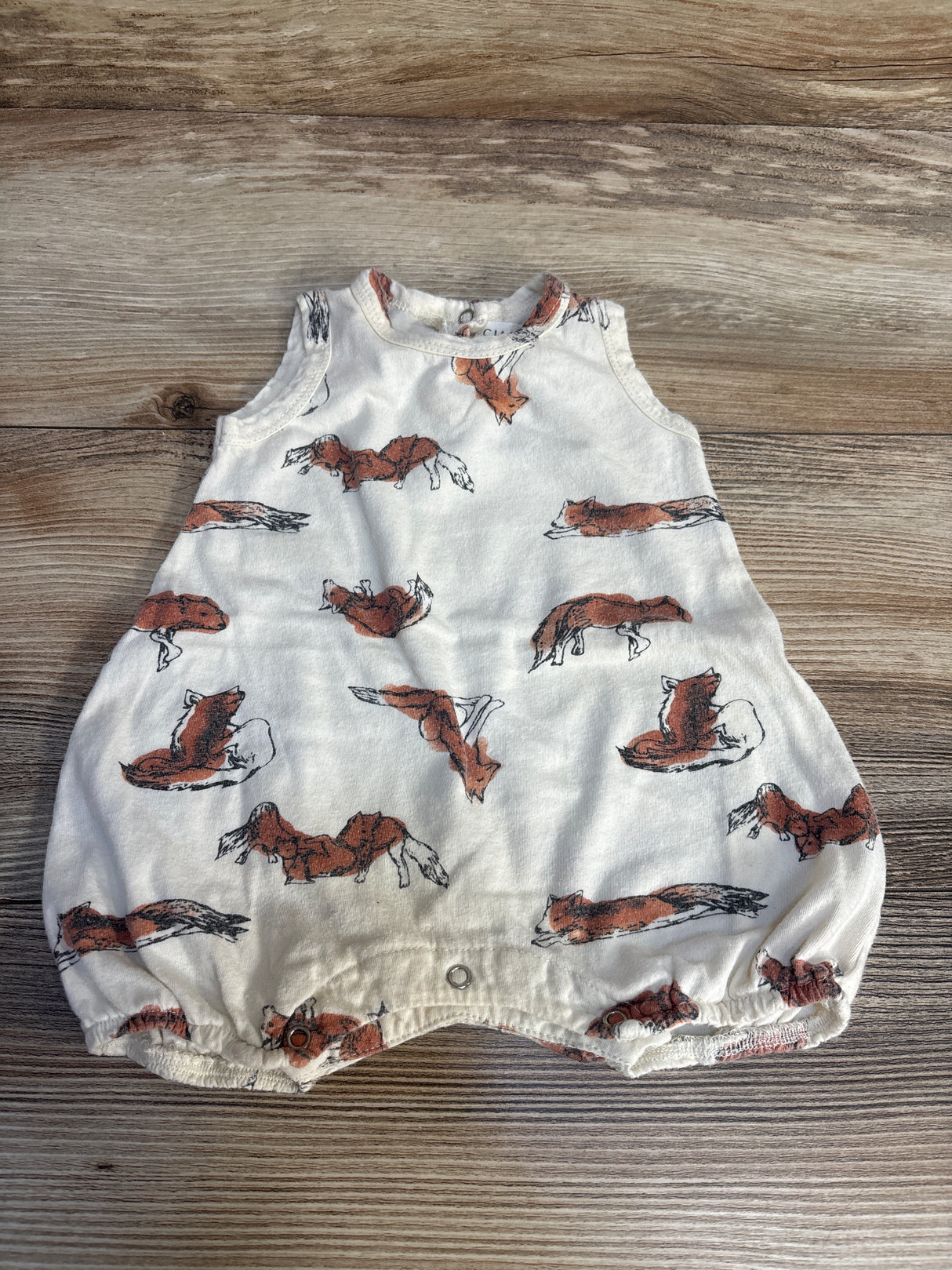 Siaomimi Fox Print Shortie Romper Beige sz 0-3m