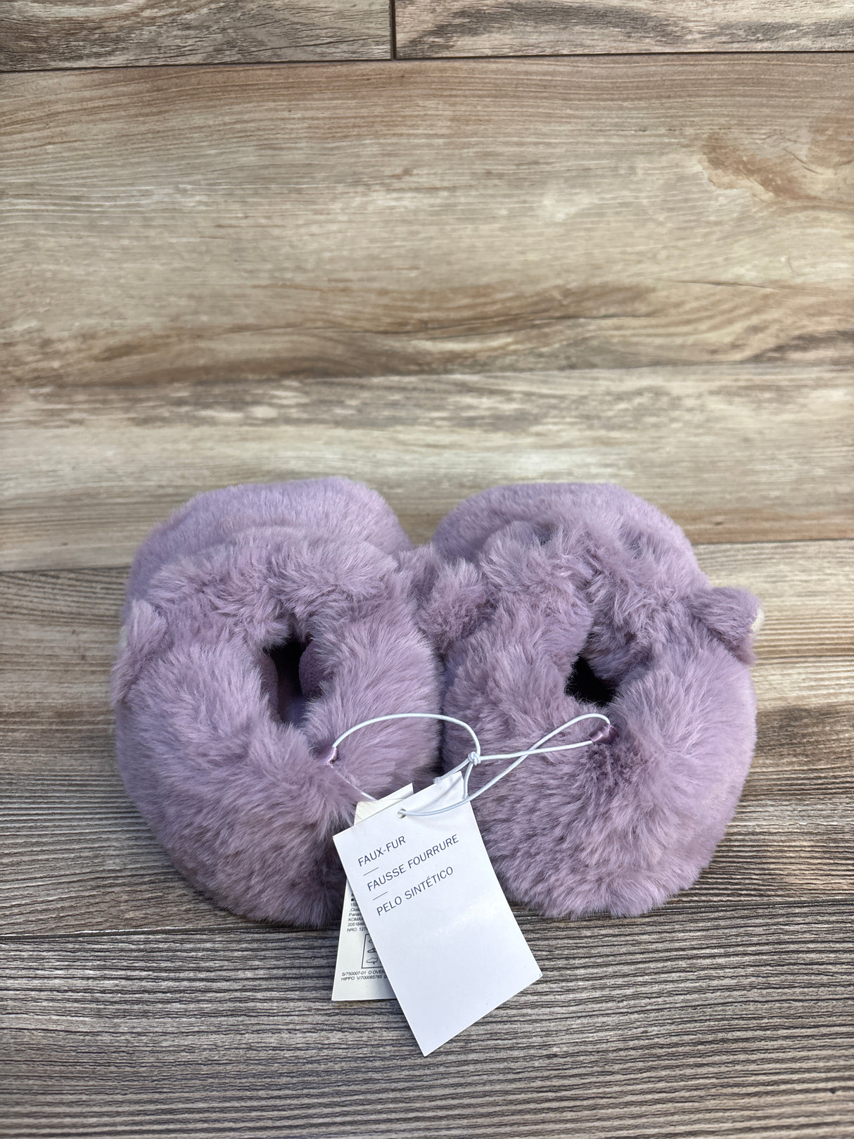 NEW Old Navy Faux-Fur Critter Slippers, Purple Hippo sz 7-8c
