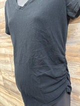 Isabel Maternity Ruched V-Neck Shirt Black sz Medium